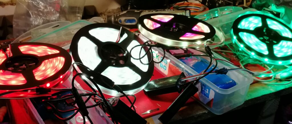 Adressable LED strips and battery packs